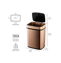 Ninestars Rectangular Motion Sensor Trash Can 3.2 Gallon Stainless Steel