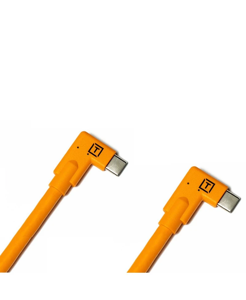 Tether Tools TetherPro 15' Usb-c Right-Angle to Usb-c Right-Angle Cable, High Visibility Orange