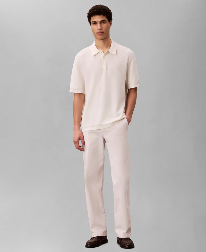 Calvin Klein Men's Textured Cotton Short-Sleeve Polo Shirt
