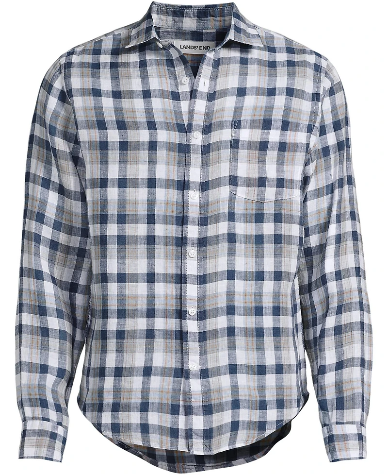 Lands' End Big & Tall Long Sleeve Linen Shirt