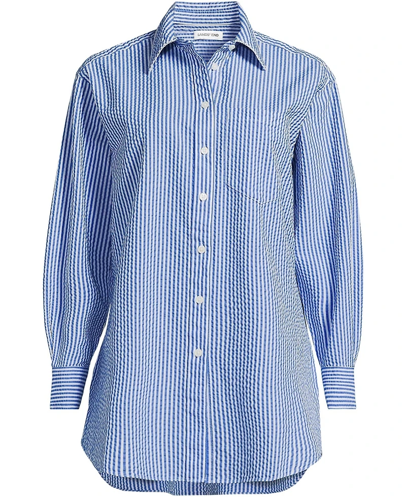 Lands' End Women's Oversized Seersucker Shirt