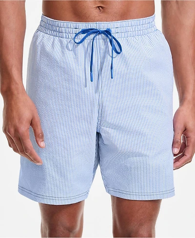 Lands' End Men's 7" Seersucker Volley with Hydroliner Swim Trunk