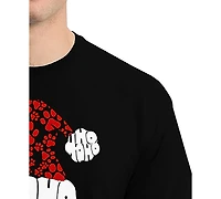 La Pop Art Men's Santa Hat Paw Print Word T-Shirt