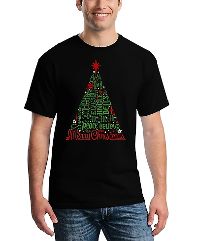 La Pop Art Men's Holiday Christmas Tree Word T-Shirt
