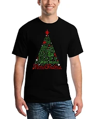 La Pop Art Men's Holiday Christmas Tree Word T-Shirt