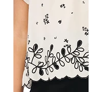 Vince Camuto Women's Embroidered Flutter-Sleeve Top