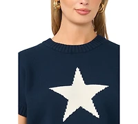Vince Camuto Women's Star Motif Short-Sleeve Sweater