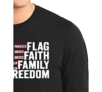 La Pop Art Men's Flag Faith Family Freedom American Word Long-Sleeve T-Shirt