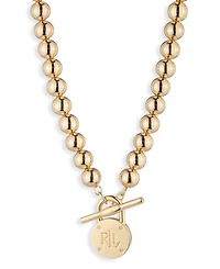 Lauren Ralph Lauren Gold-Tone Logo Beaded 17" Collar Necklace