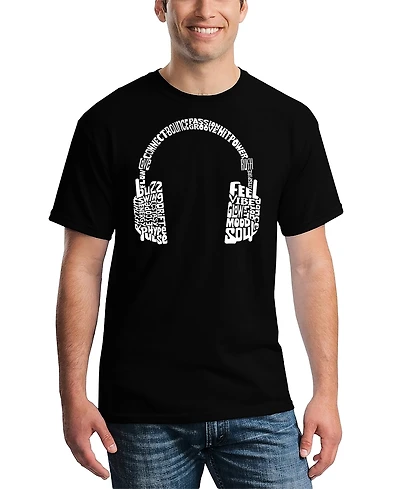 La Pop Art Men's Headphones Word T-Shirt