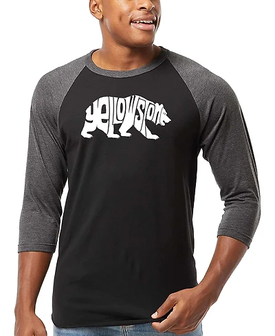 La Pop Art Men's Yellowstone Bear Word Raglan-Sleeve T-Shirt