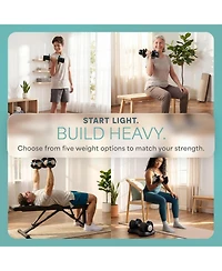 Lifepro Adjustable Dumbbells Set with Rack - Compact 5-in-1 Hand Weights for Home Gym, Quick Adjust, Secure Grip