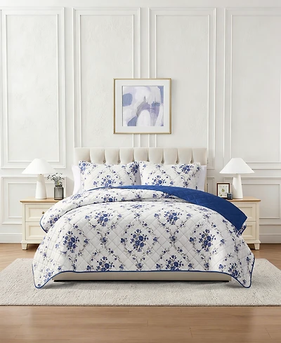 Chelsea Loft Pinsonic Floral Reversible 3-Pc. Quilt Set, King