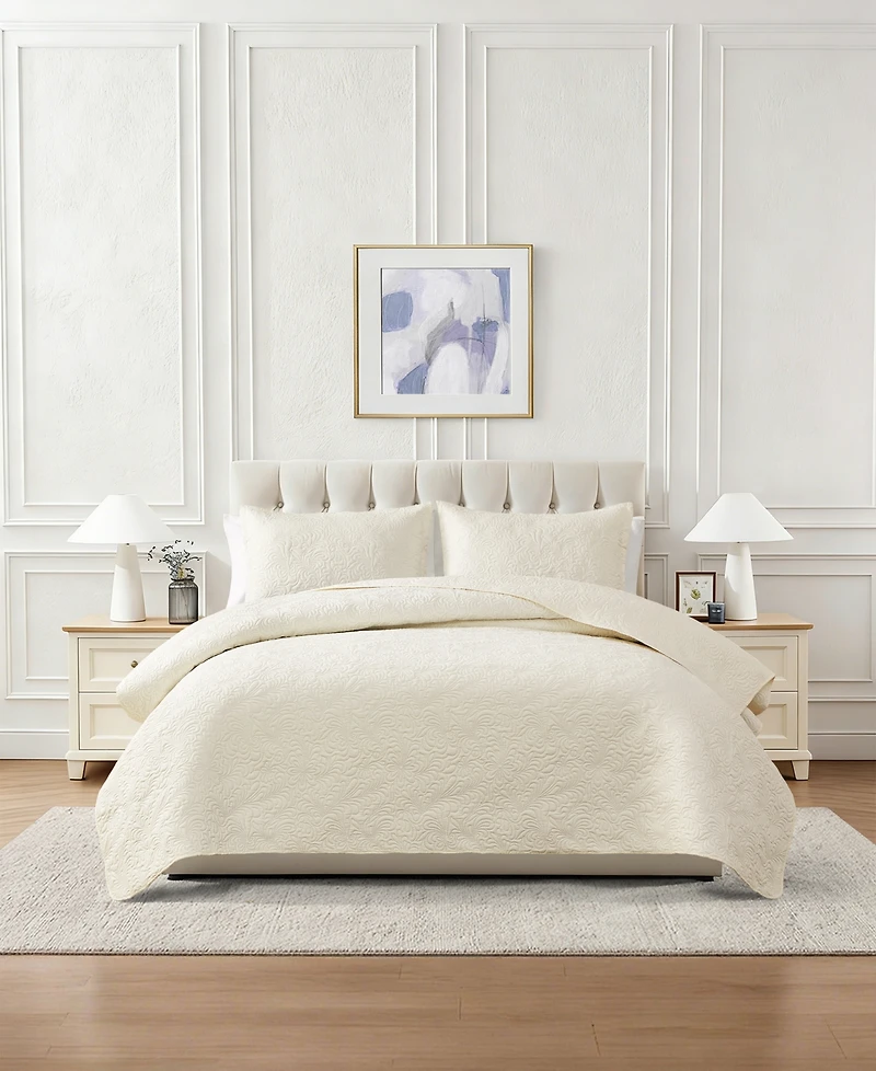 Chelsea Loft Pinsonic Floral Embossed -Pc. Quilt Set