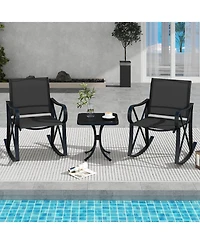 Sugift 3 Piece Patio Rocking Bistro Set with Smooth Rocking Motion Outdoor Rocker Chairs