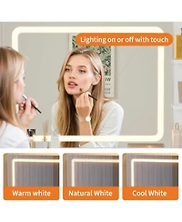 gaomon Vanity Table Set with Mirror and Chair, Power Outlet, Hairdryer Holder, 5 Drawers, Cushioned Stool for Bedroom, Dressing Table