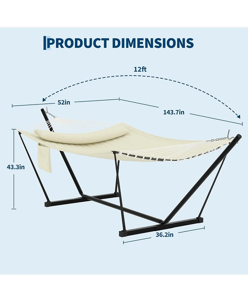 gaomon Portable Double Hammock with Stand for Outdoor Patio, Garden, Beach, Backyard