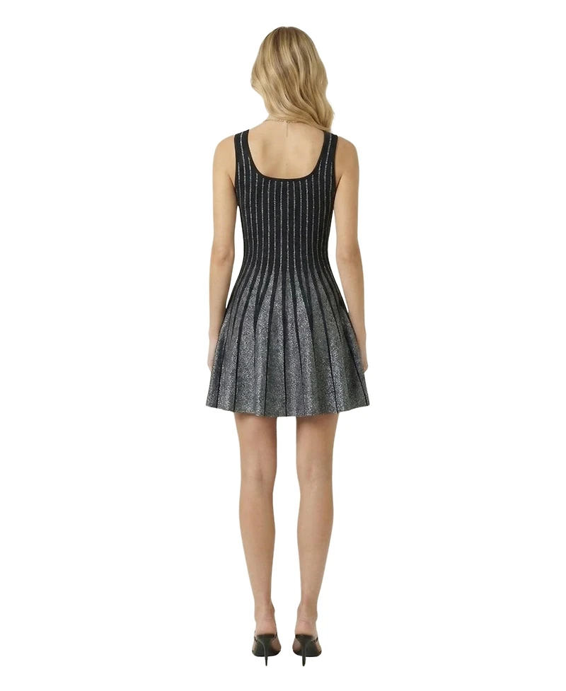 Modenaire Women's Sleeveless Rib-Knit Flared Mini Dress