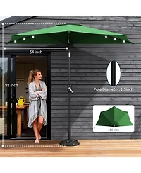 gaomon 9Feet Half Patio Umbrella with Smooth Crank Lift, Shade Canopy for Patio, Backyard, Garden with Led Lights (No Base)