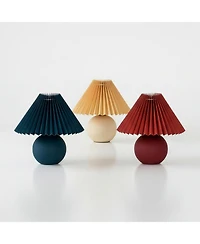 Brightech Serena Ceramic Led Table Lamp with Pleated Drum Shade