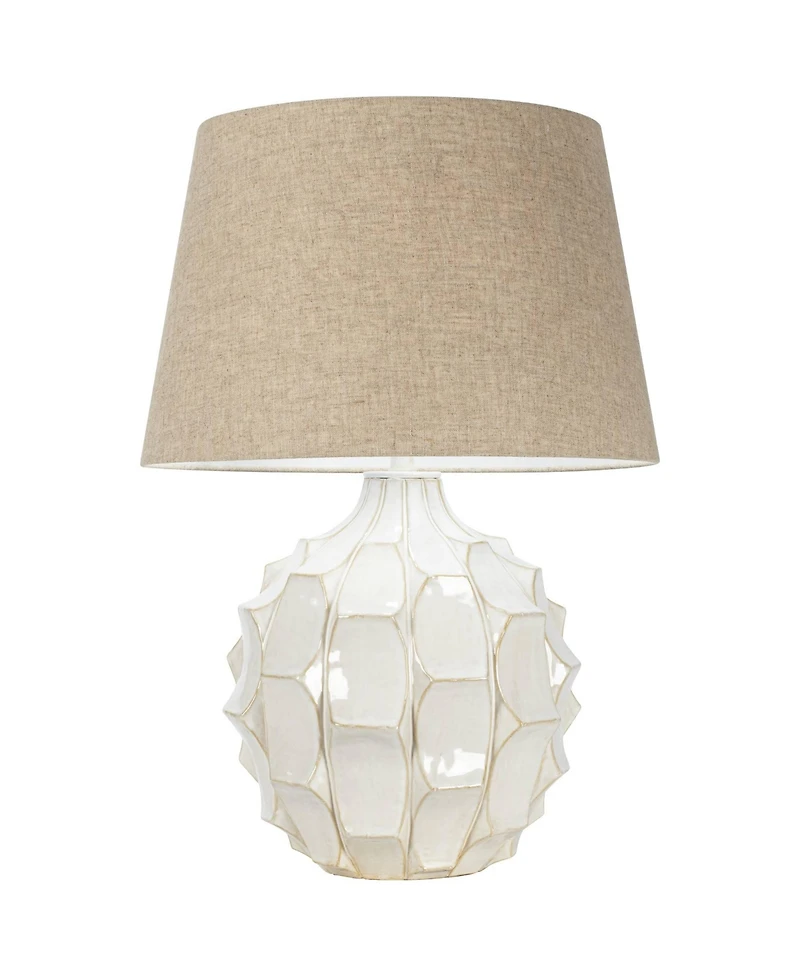 Possini Euro Design Cosgrove Modern Mid Century Table Lamp 26 1/2" High Glazed Ceramic with Table Top Dimmer Linen Drum for Bedroom