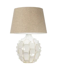 Possini Euro Design Cosgrove Modern Mid Century Table Lamp 26 1/2" High Glazed Ceramic with Table Top Dimmer Linen Drum for Bedroom