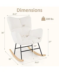 Slickblue Modern Nursery Rocking Chair with Cushioned Backrest and Armrest for Comfort