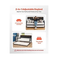 Sugift Daybed with Trundle and Charging Station Heavy Duty Metal Platform