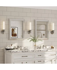 Apmir 16" x 20" Inch Thick Metal Framed Wall Mirrors for Bedroom, Rectangle Wall-Mounted Mirrors in Brushed Silver