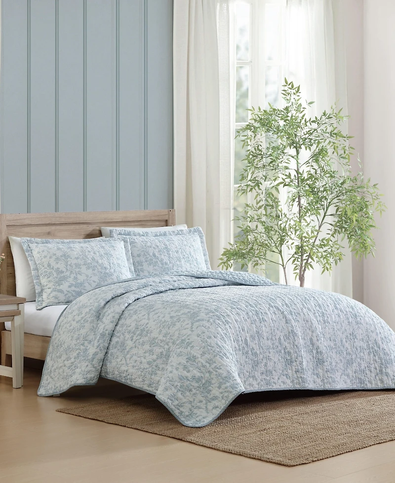 Laura Ashley Amberly Seersucker 3-Pc. Quilt Set