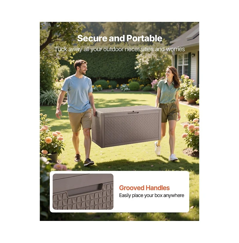 Sugift Outdoor Storage Box 100 Gallon Resin Deck Box Backyard Outside Toy and Towel Storage
