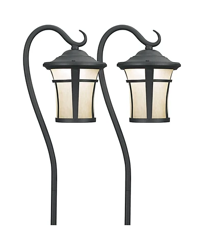 John Timberland Carriage 23" High Mission Outdoor Landscape Path Lights Porch House Set of 2 Led Bulb Textured Black Finish