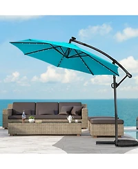 Clihome 10ft 360degree(s) Rotation Solar Led Patio Offset Umbrella (Weight Base Not Included)