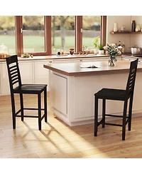 Slickblue Solid Wood Dining Chairs Set of 2 with Footrests, Comfortable Kitchen Seating