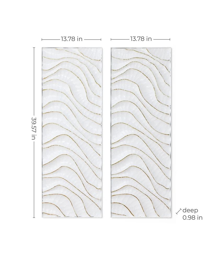 LuxenHome Modern Metal Wall Decor, 2-Piece Textured Panels with Sculpted Wave Design