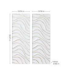 LuxenHome Modern Metal Wall Decor, 2-Piece Textured Panels with Sculpted Wave Design