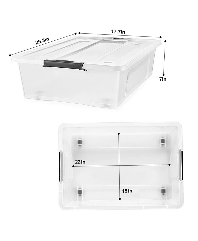 Sorbus Clear Plastic 40qt Underbed Storage Containers with Wheels