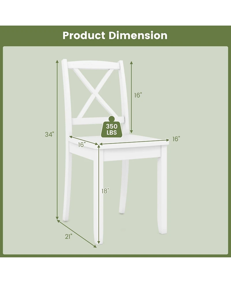 Slickblue Dining Chair Set of 2 with Wooden Frame, Rubber Wood Legs and Curved Back Support