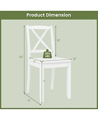 Slickblue Dining Chair Set of 2 with Wooden Frame, Rubber Wood Legs and Curved Back Support