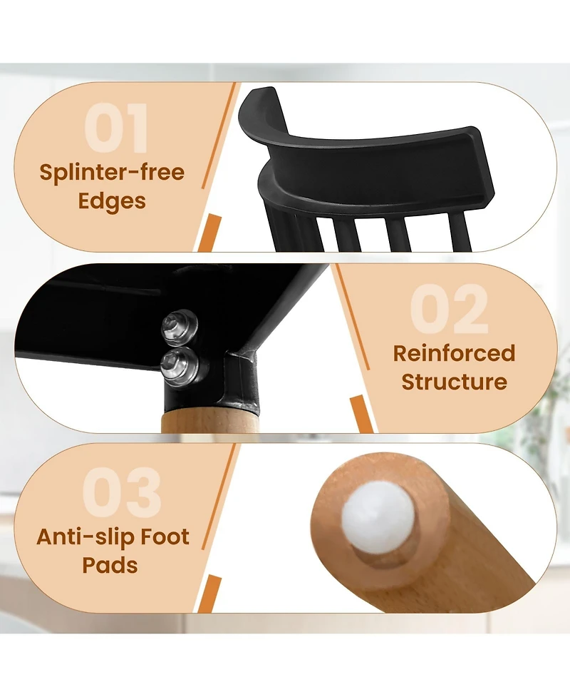 Slickblue Wooden Windsor Dining Chairs Set of 4 with Spindle Backrest and Ergonomic Curved Seat