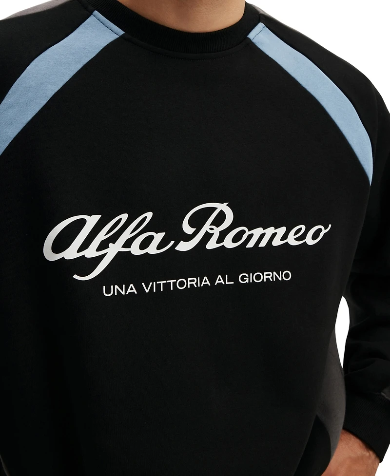 Cotton On Men's Modern Box-Fit Alfa Romeo Long-Sleeve Sweatshirt