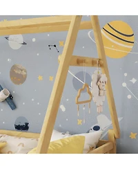 Rainsken Montesori Floor Bed for Kids, with Light and Slats, Wood Teepee Bed, Low House No Box Spring Needed