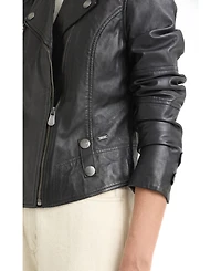 Velez Women's Biker Jacket Leather With Epaulets