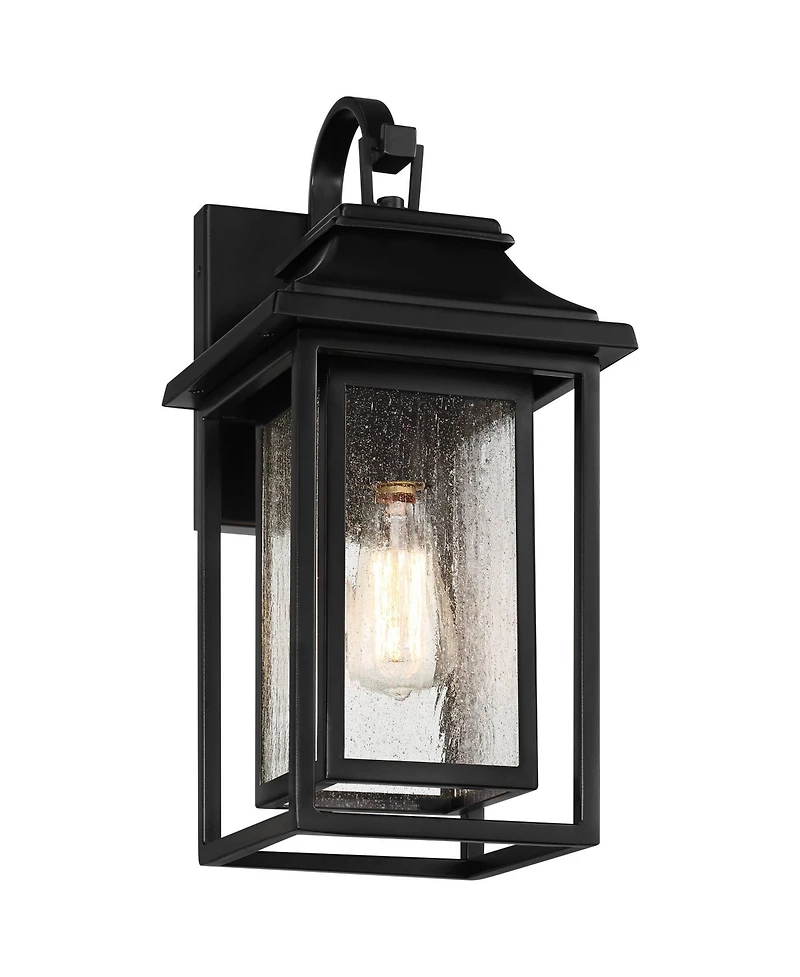 John Timberland Cecile 18 1/4" High Mission Framed Box Outdoor Wall Light Fixture Mount Porch House Waterproof Shiny Black