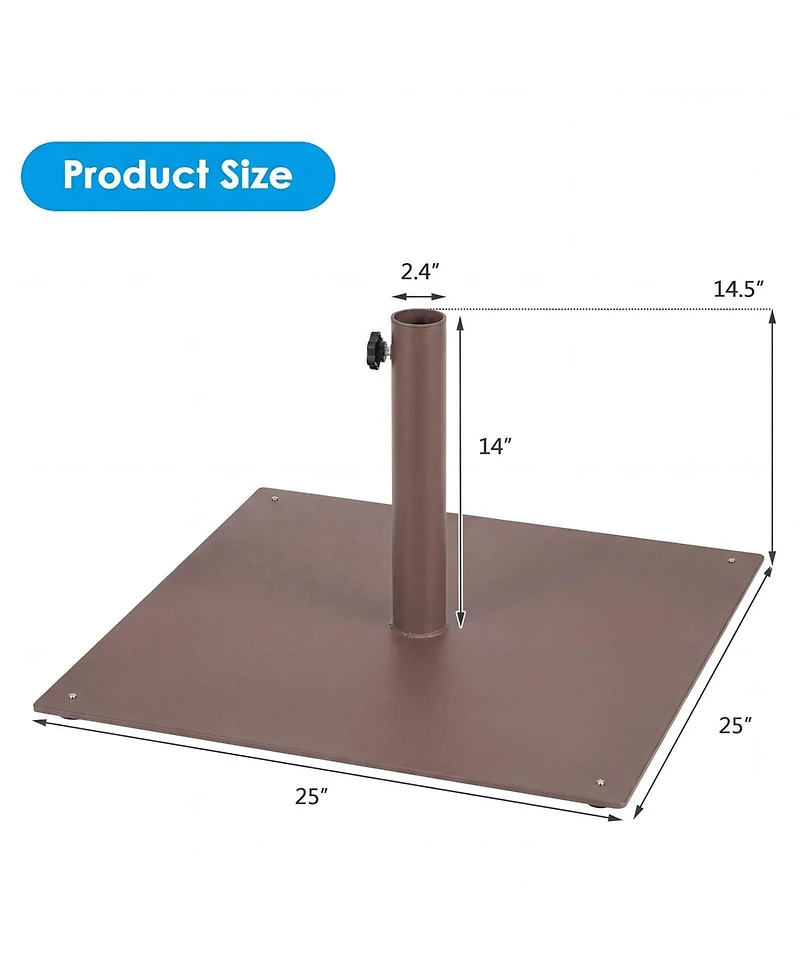 Costway Square Patio Umbrella Base Weighted 42 Lbs Outdoor Market Stand Footpads