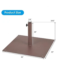 Costway Square Patio Umbrella Base Weighted 42 Lbs Outdoor Market Stand Footpads