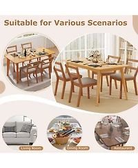 Slickblue Farmhouse Style Wooden Dining Chairs Set of 2 with Padded Upholstered Seats-Oak