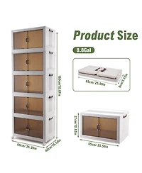 Mega Casa Multi-Functional Plastic Wardrobe with Double Doors and Large Top Cover, Lockable Storage Cabinet on Wheels
