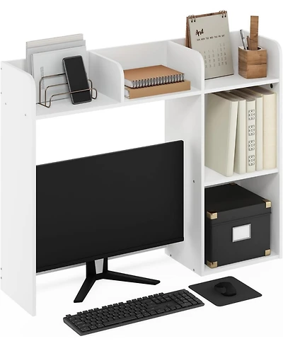 Mega Casa Classic Desk Shelf, 5-Shelf Desktop Hutch, Book Shelf, 3-Tier Desk Organzier, for Office Supplies, Office Desk Accessories, for Home Office