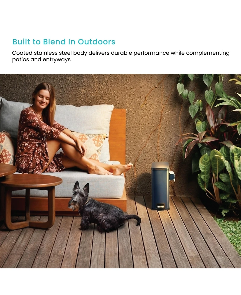 Home Zone Living 3 Gallon Slim Rectangular Dog Waste Trash Can with Bag Holder, Stainless Steel, Matte Navy with Trash Bags